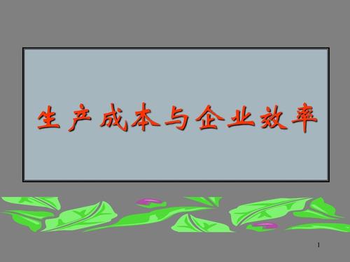 工厂成本管理与效率提升 生产成本与企业管理